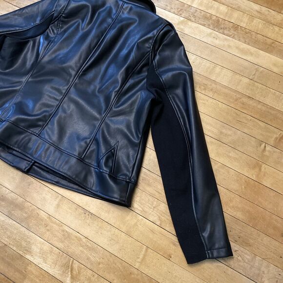 Lane Bryant Womens Jacket Size L? Black Polyester Faux Leather Bomber - Picture 15 of 16
